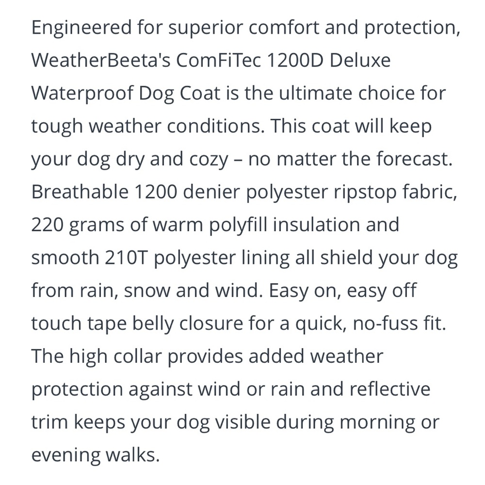 NWT 🐕 WEATHERBEET 18” RIPSTOP WATERPROOF INSULATED REFLECTIVE RAIN/SNOW DOG COAT - Picture 7 of 17